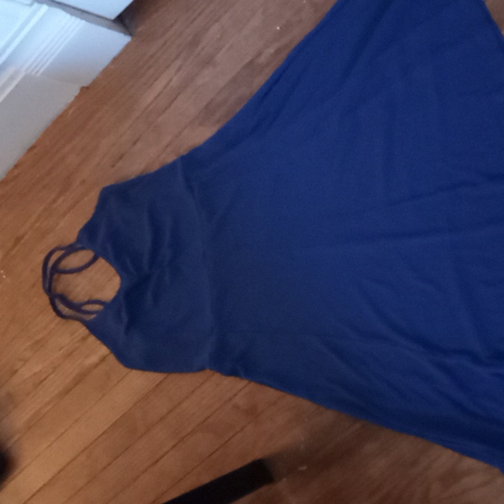 Navy ribbed skater dress